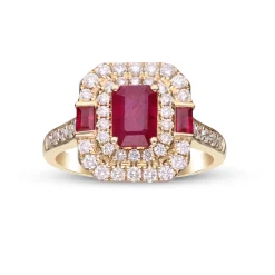 Ruby And Diamond Ring In 14K Yellow Gold (5/8 Ct. Tw.)