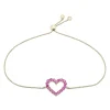 Ruby Heart Bolo Bracelet In 14K Yellow Gold