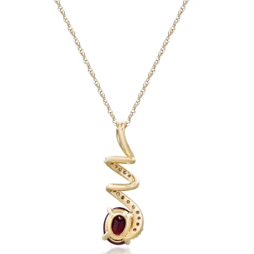 Ruby Pendant With Diamond Accents In 10K Yellow Gold