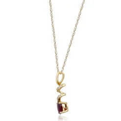 Ruby Pendant With Diamond Accents In 10K Yellow Gold
