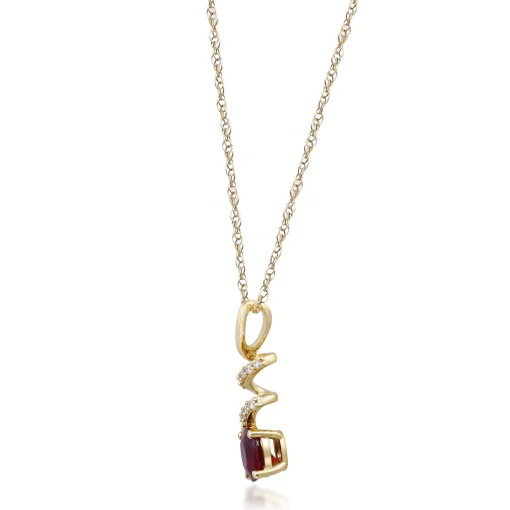 Ruby Pendant With Diamond Accents In 10K Yellow Gold