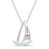 Sailboat Pendant With Diamond Accent In Sterling Silver & 14K Rose Gold