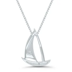 Sailboat Pendant With Diamond Accent In Sterling Silver & 14K Rose Gold