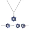 Sapphire & 1/10 Ct. Tw. Diamond Earrings, Ring, And Pendant In 10K White Gold