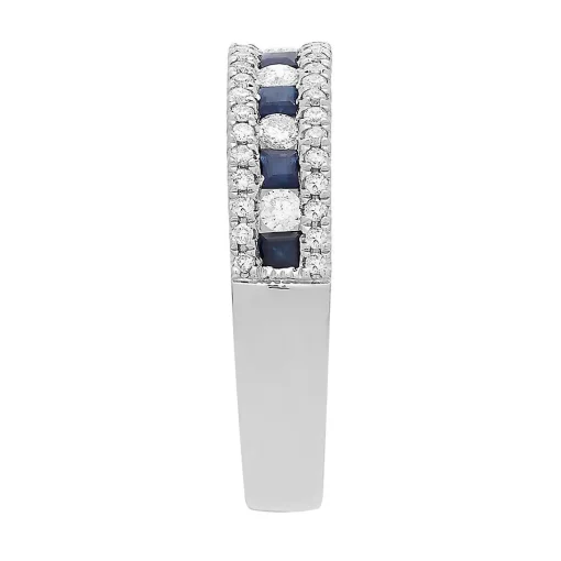 Sapphire & 1/3 Ct. Tw. Diamond Band In 10K White Gold