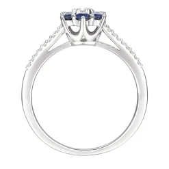 Sapphire & 1/10 Ct. Tw. Diamond Earrings, Ring, And Pendant In 10K White Gold
