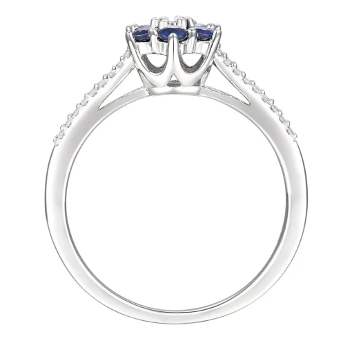 Sapphire & 1/10 Ct. Tw. Diamond Earrings, Ring, And Pendant In 10K White Gold