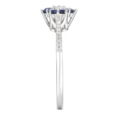 Sapphire & 1/10 Ct. Tw. Diamond Earrings, Ring, And Pendant In 10K White Gold