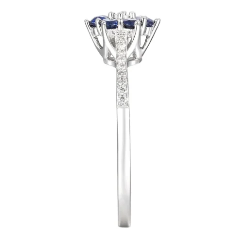 Sapphire & 1/10 Ct. Tw. Diamond Earrings, Ring, And Pendant In 10K White Gold