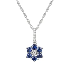 Sapphire & 1/10 Ct. Tw. Diamond Earrings, Ring, And Pendant In 10K White Gold