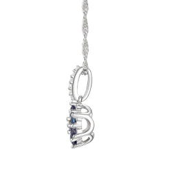 Sapphire & 1/10 Ct. Tw. Diamond Earrings, Ring, And Pendant In 10K White Gold