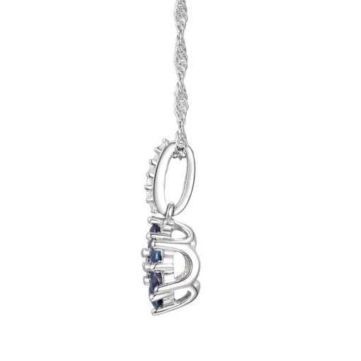 Sapphire & 1/10 Ct. Tw. Diamond Earrings, Ring, And Pendant In 10K White Gold