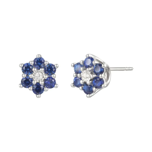 Sapphire & 1/10 Ct. Tw. Diamond Earrings, Ring, And Pendant In 10K White Gold