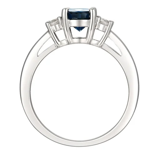 Sapphire & Diamond Ring In 14K White Gold (1/5 Ct. Tw.)
