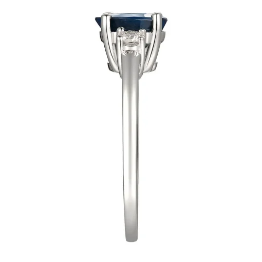 Sapphire & Diamond Ring In 14K White Gold (1/5 Ct. Tw.)