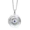 Sapphire Compass Locket Pendant In Sterling Silver