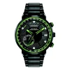 Satellite Wave Gps Freedom Green Men's Watch In Black Ion-Plated Stainless Steel