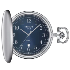 Savonnette Men's Pocket Watch In Stainless Steel With Blue Gradient Dial, 49Mm