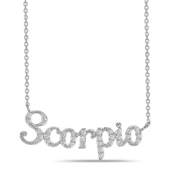 Scorpio Lab Created White Sapphire Necklace In Sterling Silver