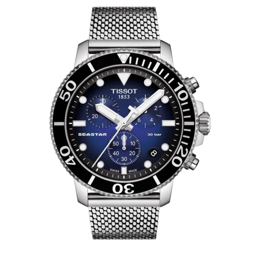 Seastar 1000 Chronograph Men's Watch With Mesh Bracelet In Stainless Steel