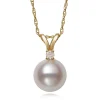 Single Freshwater Pearl Necklace With Diamond Accent In 10K Yellow Gold, 7-7.5Mm