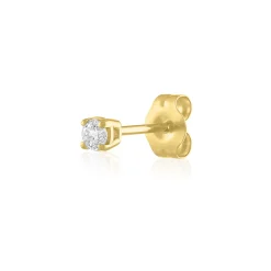 Single Stud Solitaire Diamond Accent Earring In 10K Yellow Gold