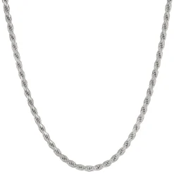 Solid Rope Chain Necklace In Sterling Silver, 22"