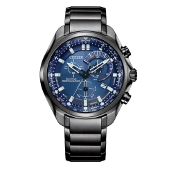 Sport Chronograph Blue Men's Watch In Gray Ion-Plated Stainless Steel