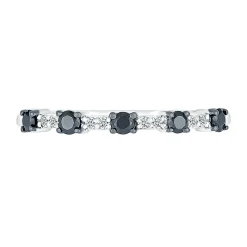 Stacking Ring With Black & White Diamonds In 10K White Gold (1/4Ctw)