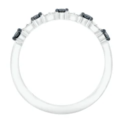 Stacking Ring With Black & White Diamonds In 10K White Gold (1/4Ctw)
