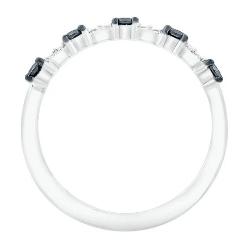 Stacking Ring With Black & White Diamonds In 10K White Gold (1/4Ctw)