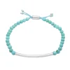 Sterling Silver Bar And Turquoise Bead Bracelet With Adjustable Cord, 8.5"