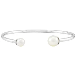 Sterling Silver Cuff With White Freshwater Cultured Pearl