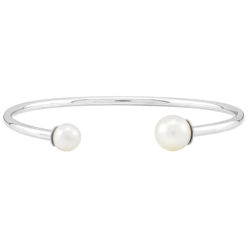 Sterling Silver Cuff With White Freshwater Cultured Pearl