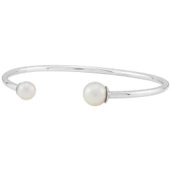 Sterling Silver Cuff With White Freshwater Cultured Pearl