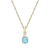 Swiss Blue Topaz & Diamond Pendant In 10K Yellow Gold