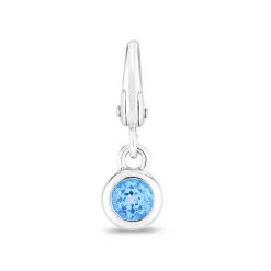 Swiss Blue Topaz Birthstone Charm In Sterling Silver