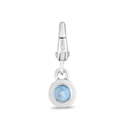 Swiss Blue Topaz Birthstone Charm In Sterling Silver