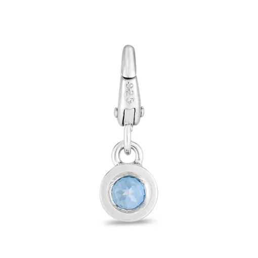 Swiss Blue Topaz Birthstone Charm In Sterling Silver