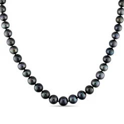 Tahitian Black Pearl Necklace In 14K White Gold, 8-10Mm, 18"