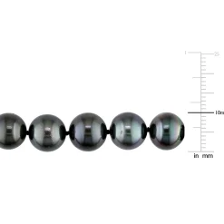 Tahitian Black Pearl Necklace In 14K White Gold, 8-10Mm, 18"