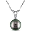 Tahitian Pearl Pendant With Diamond Accent In 14K White Gold