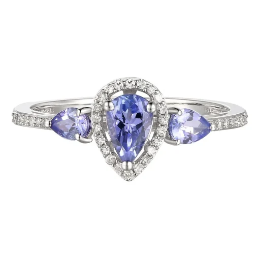 Tanzanite & 1/10 Ct. Tw. Diamond Ring In 10K White Gold