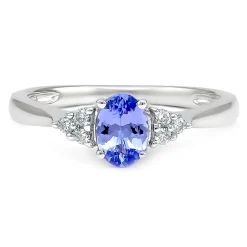 Tanzanite & 1/10 Ct. Tw. Diamond Ring In 10K White Gold