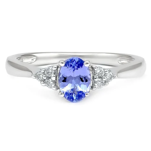 Tanzanite & 1/10 Ct. Tw. Diamond Ring In 10K White Gold