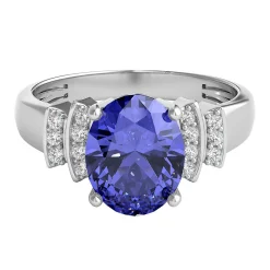 Tanzanite & 1/10 Ct. Tw. Diamond Ring In 14K White Gold