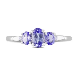 Tanzanite & Diamond Ring In 10K White Gold