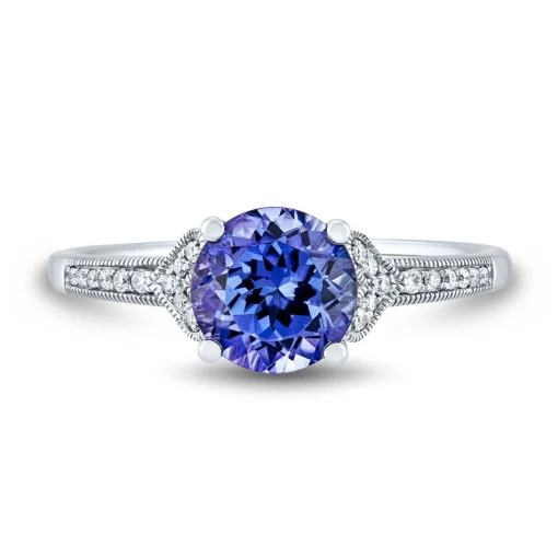 Tanzanite & Diamond Ring In 14K White Gold (1/10 Ct. Tw.)