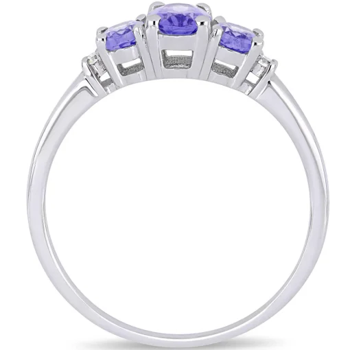 Tanzanite & Diamond Ring In 10K White Gold