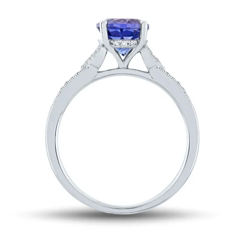 Tanzanite & Diamond Ring In 14K White Gold (1/10 Ct. Tw.)